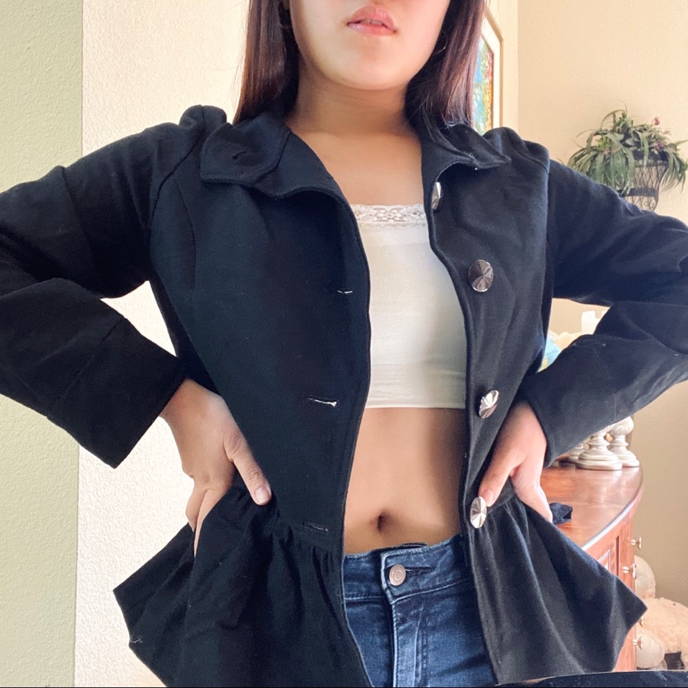 Black Blazer Jacket with Buttons